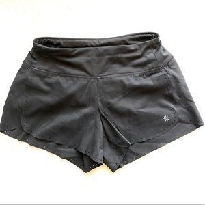 Athleta Women’s Black Die-Cut Hem Border Detail Elastic Waist Athletic Shorts